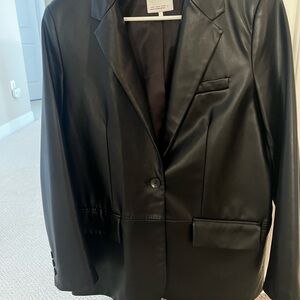 Black Faux Leather Blazer
